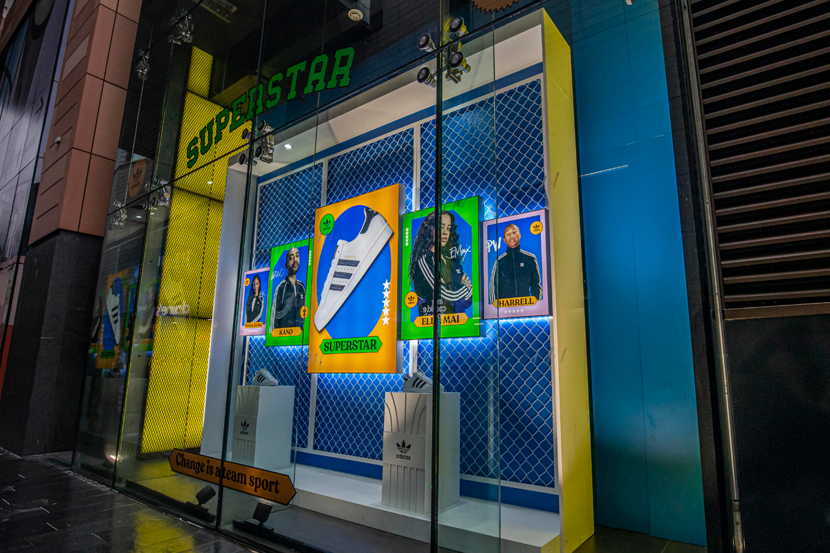 Adidas Superstar 2020 window display
