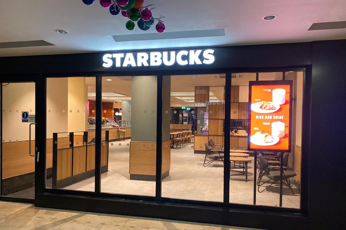 Starbucks Blackpool signage