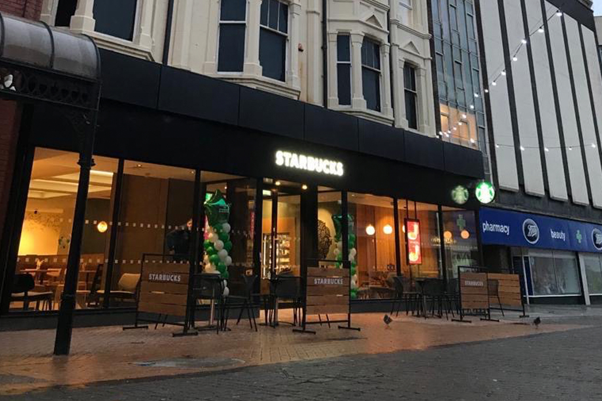 Starbucks external sign blackpool